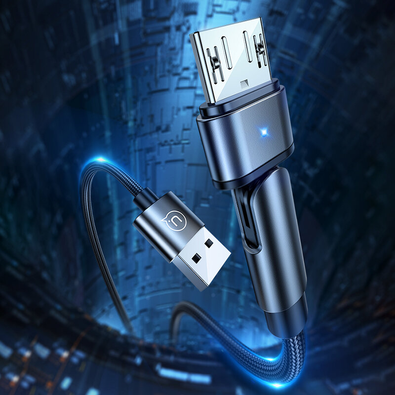 USAMS U60 Draaibare datakabel USB Type-C / Micro USB-stekker Snel opladen voor voor Samsung Galaxy N