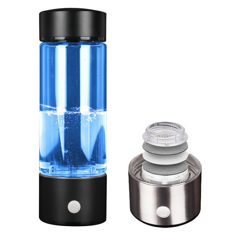 IPRee® 450ml 水素豊富な水イオン発生器メーカーカップジェネレーターガラスボトルマグUSB充電ガラス水ボトル
