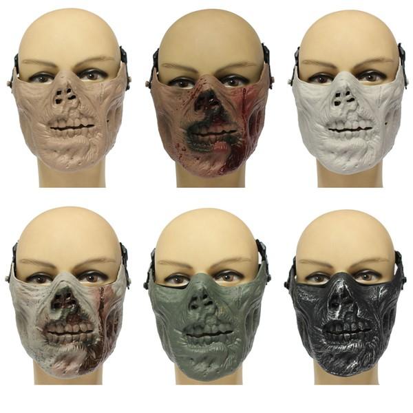 Zombie Skull Skeleton Half Face Mask Militaire Hunt Halloween Kostuum Party