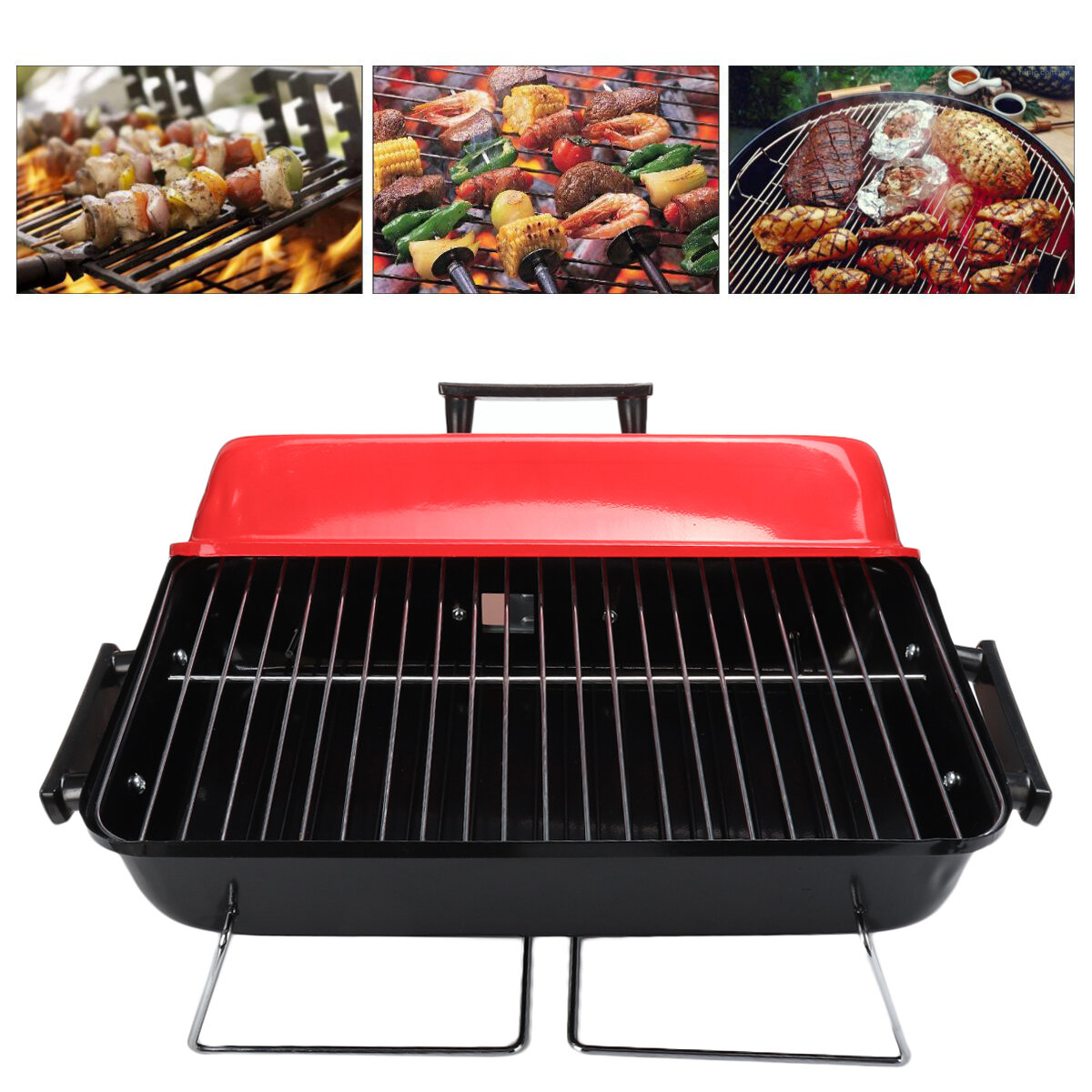 Portable Folding BBQ Grill Barbecue Charcoal Grills Wire Meshes Tools For Outdoor Camping Cooking Picnics Hiking