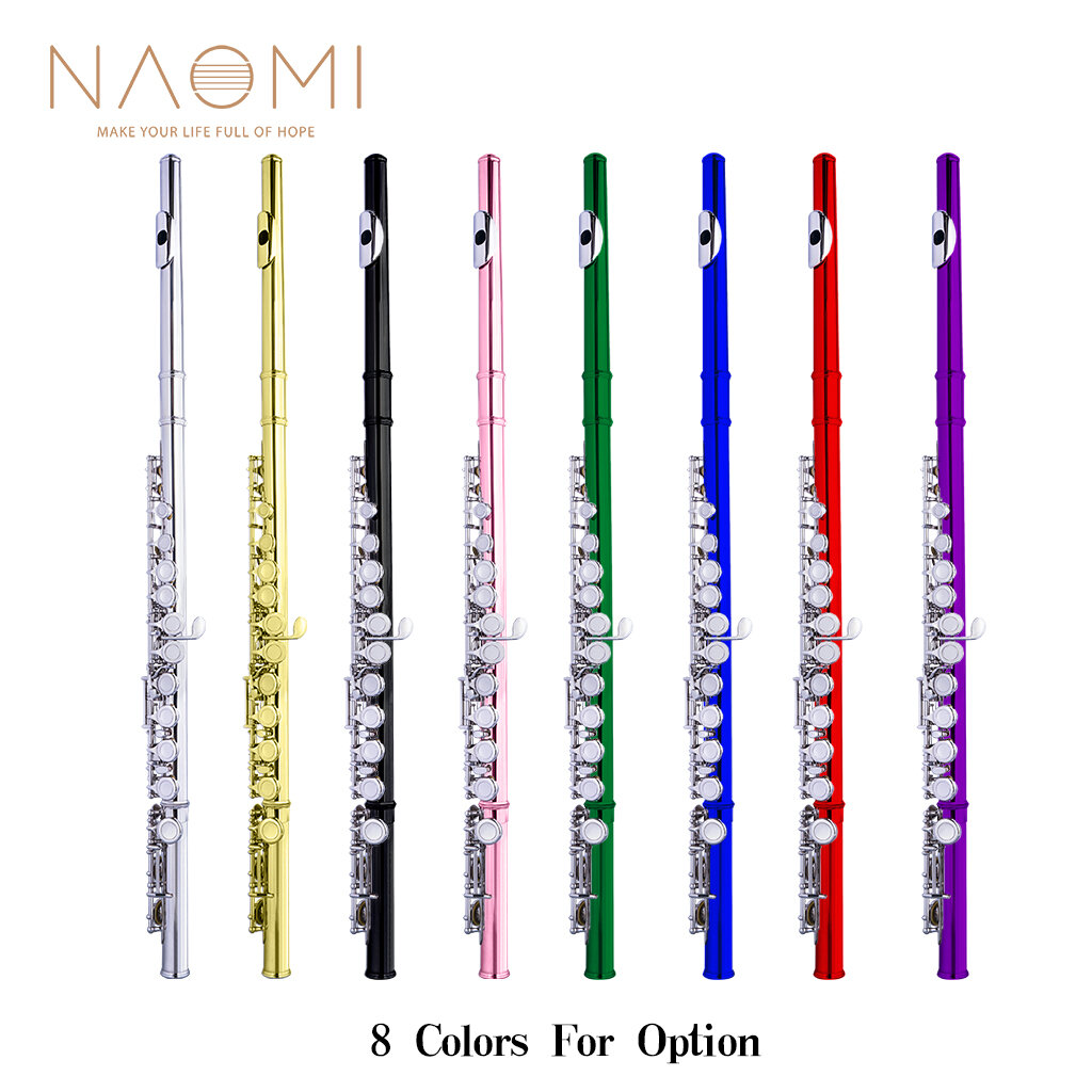 NAOMI Professional Closed 16 Hole Flute C Key Concert Flutes Cupronickel Silver Plated Flute