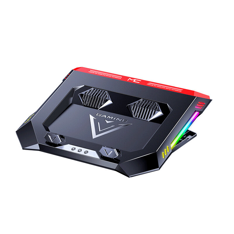 MC X500 Laptop Cooling Pad Stainless Steel Silent Air Cooling Foldable Height Adjustable RGB Lightin