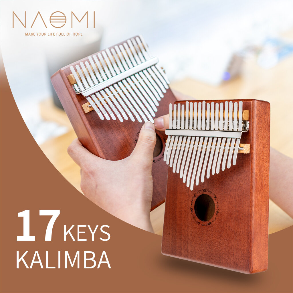 

NAOMI 17 Keys Kalimba Solid Wood Thumb Piano Portable Mahogany Keyboard Instrument African Calimba Finger Piano