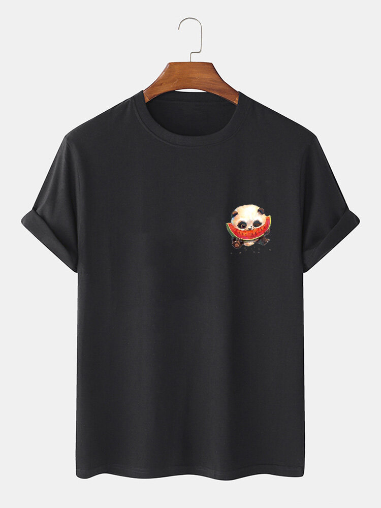 100% katoenen cartoon voor heren Panda T-shirts met ronde hals en korte mouwen