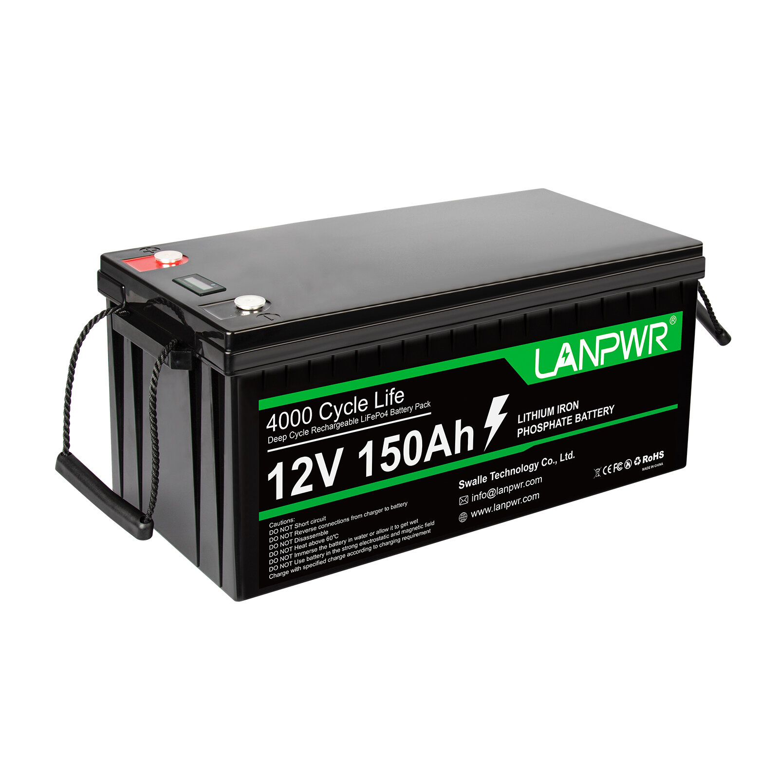 [EU Direct] Аккумуляторная батарея LANPWR 12V 150Ah LiFePO4 емкостью 1920 Втч на литиевых элементах с встроенной системой управления зарядом и разрядом мощ