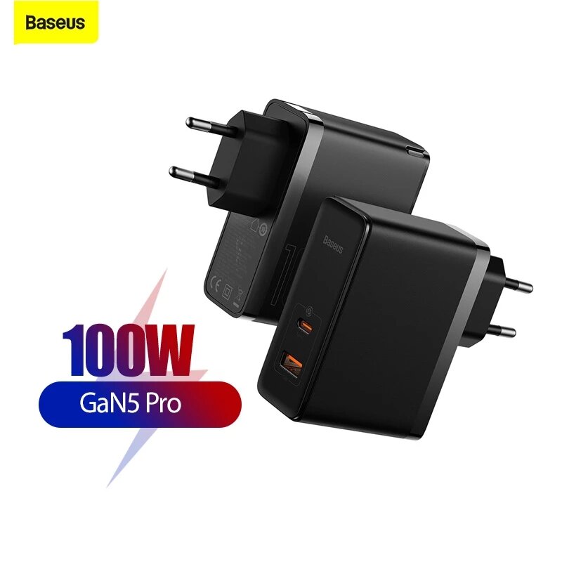 Baseus GaN5 Pro 100W GaN Wall Charger 100W PD3.0 PPS QC4.0 QC3.0 Fast Charging EU Plug Adapter For iPhone 13 13 Mini For Samsung Galaxy S22 Ultra MacBook Air For iPad Pro