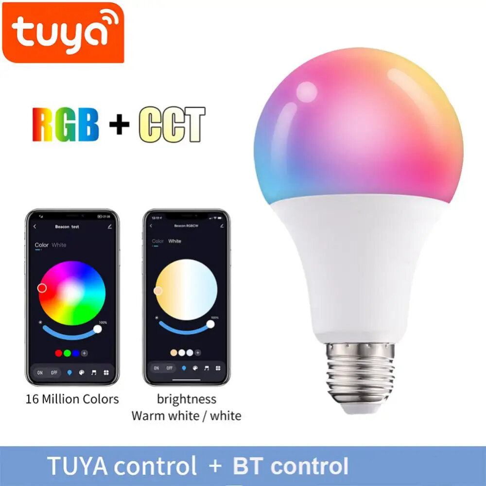 Imagen de Bombilla LED inteligente RGBW CROSIKO E27 B22 compatible con Tuya Smart Led Lamp Blue-tooth, lámpara dimmable de color c