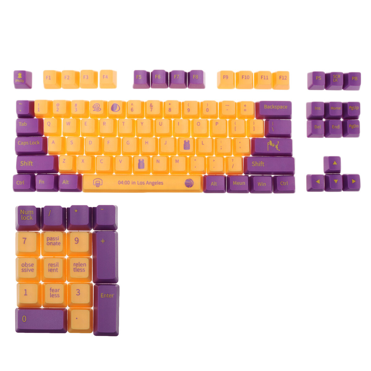 

104 Keys Legend Keycaps Set Purple Yellow Colors OEM Profile ABS Keycap for Cherry Mx Gateron Kailh Switches Mechanical