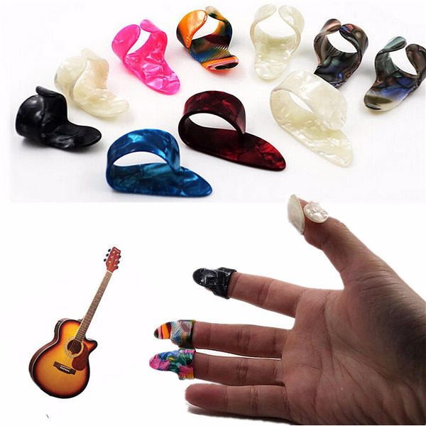 Guitar Plastic Nail Picks Plectrums 3 Finger Picks + 1 Thumb Picks Plectrums