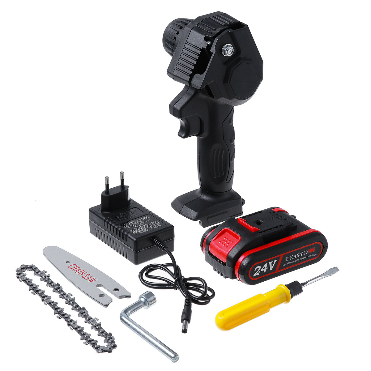 4 `` 24 V Oplaadbare Draadloze Elektrische Zaag Mini Handheld Kettingzaag Houtsnijder