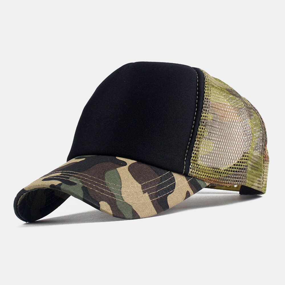 Men Women Adjustable Baseball Hats Cotton Mesh Gauze Breathable Stitching Outdoor Cap