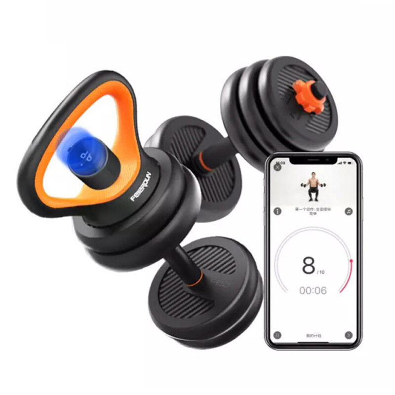 

FED 20KG 6-in-1 Intelligence Dumbbell Smart App Monitoring Household Kettlebell Removable Barbell For Gym Workout Fitnes