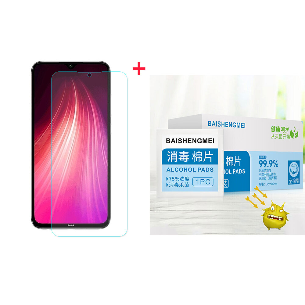 

Bakeey 9H Anti-explosion Tempered Glass Screen Protector for Xiaomi Redmi Note 8 + 100Pcs 75% Alcohol Disposable Disinfe