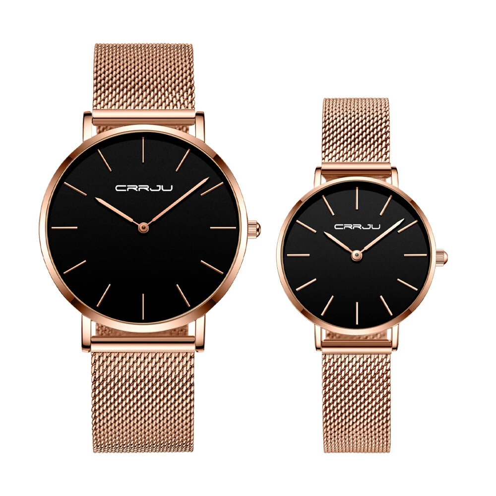 CRRJU 2185 Fashion Casual Big Simple Dial 3ATM Waterproof Ultra-thin Quartz Watch Couple Wristwatch