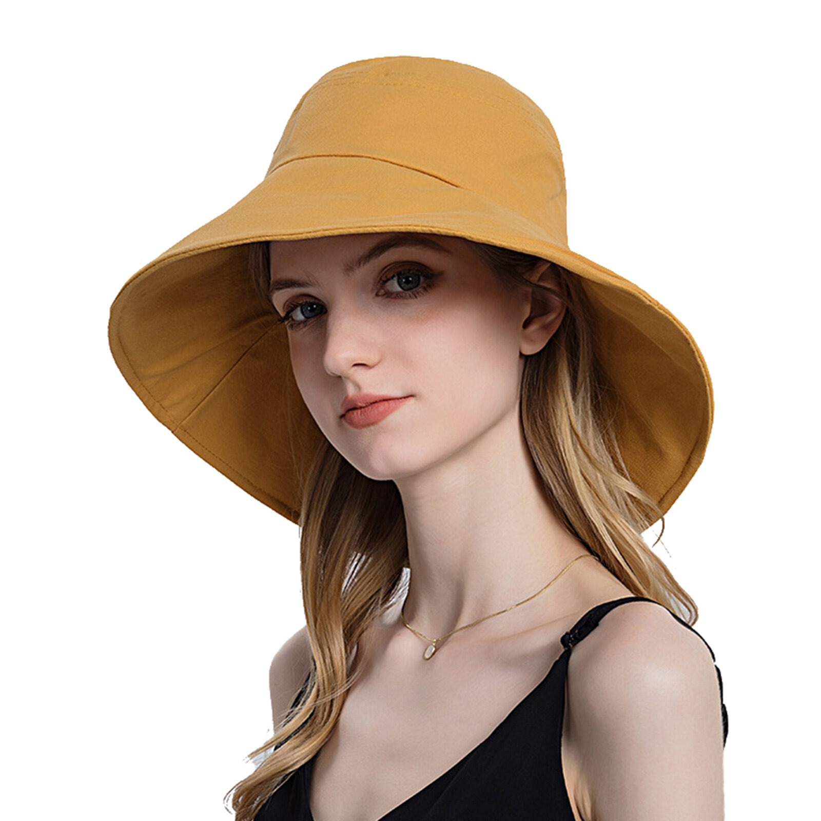 Women Cotton Cloth Casual Outdoor Bowknot Back Brim Extended Foldable Sunshade Bucket Hats
