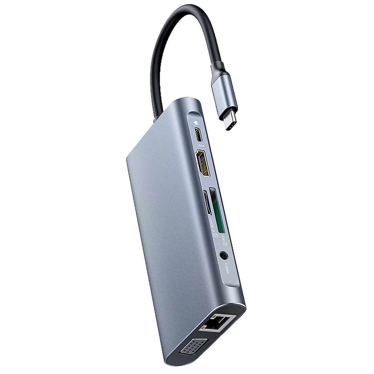 llano 10-in-1 USB-C Hub USB 3.0 Docking Station 4K HDMI-compatible 1000Mbps Gigabit Ethernet VGA 3.5mm Port SD/TF Card R