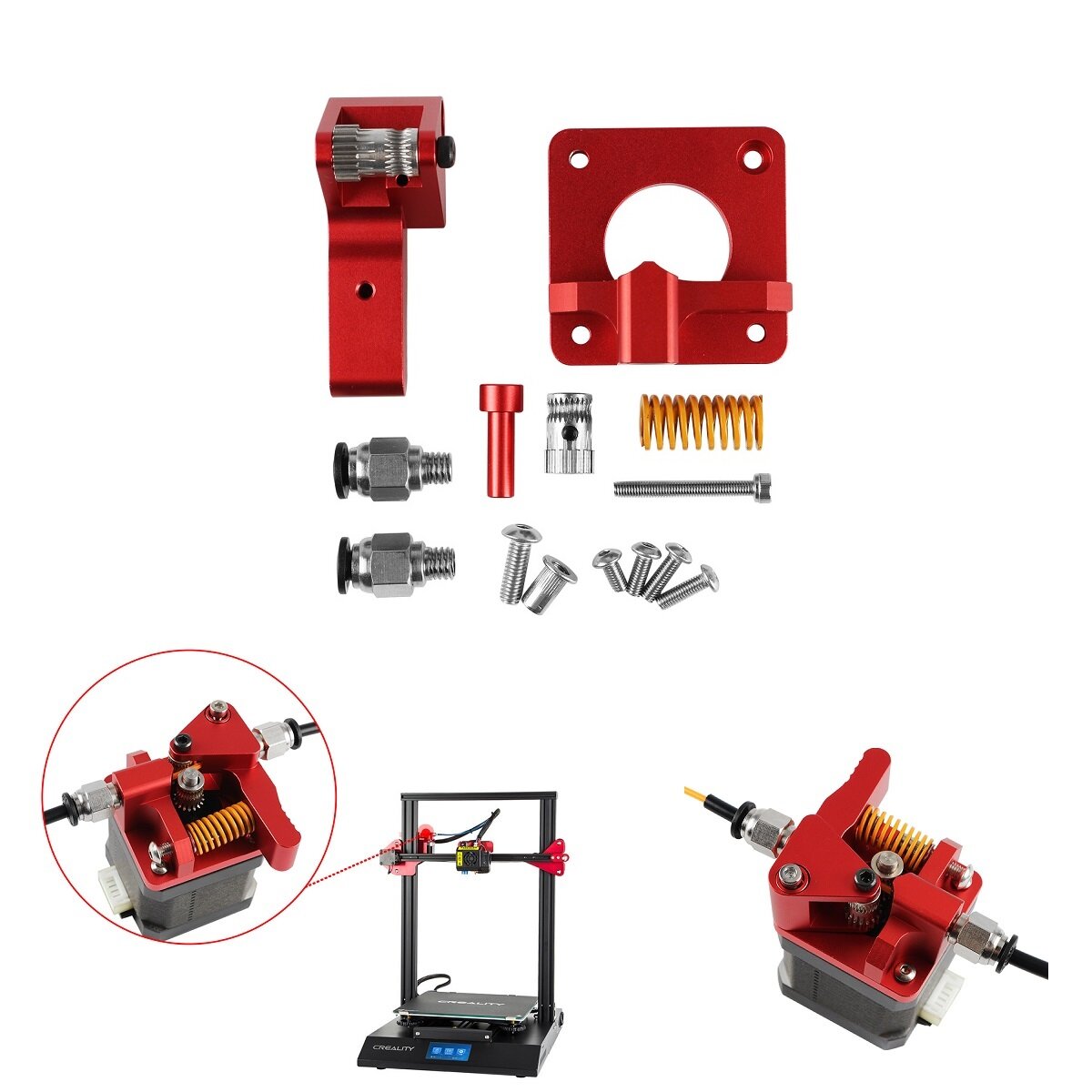 Upgraded Aluminum Dual Gear Pulley Dual Drive Extruder Kit For Creality CR-10 / CR-10S / CR-10S Pro / Ender-3 / Ender-3