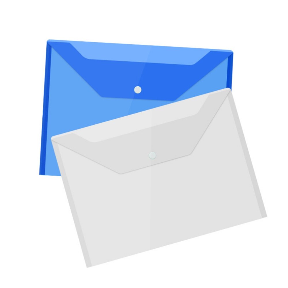 20Pcs A4 Transparent File Folder with Pocket Snap Closure Document Organizer Plastic File Pocket for School Office
