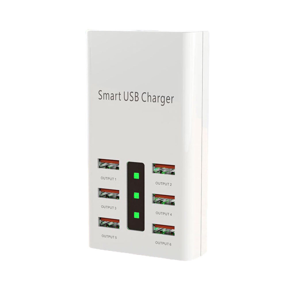 6 Port 30W Smart USB Charger Multi-Port Power Adapter LED Display Station Fireproof Intelligent Char