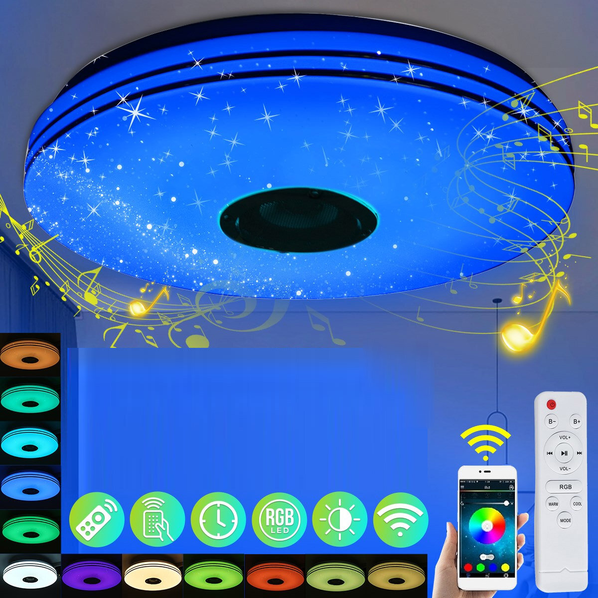33cm LED-plafondlamp RGB Bluetooth-muziekluidspreker Dimbare lamp APP-afstandsbediening