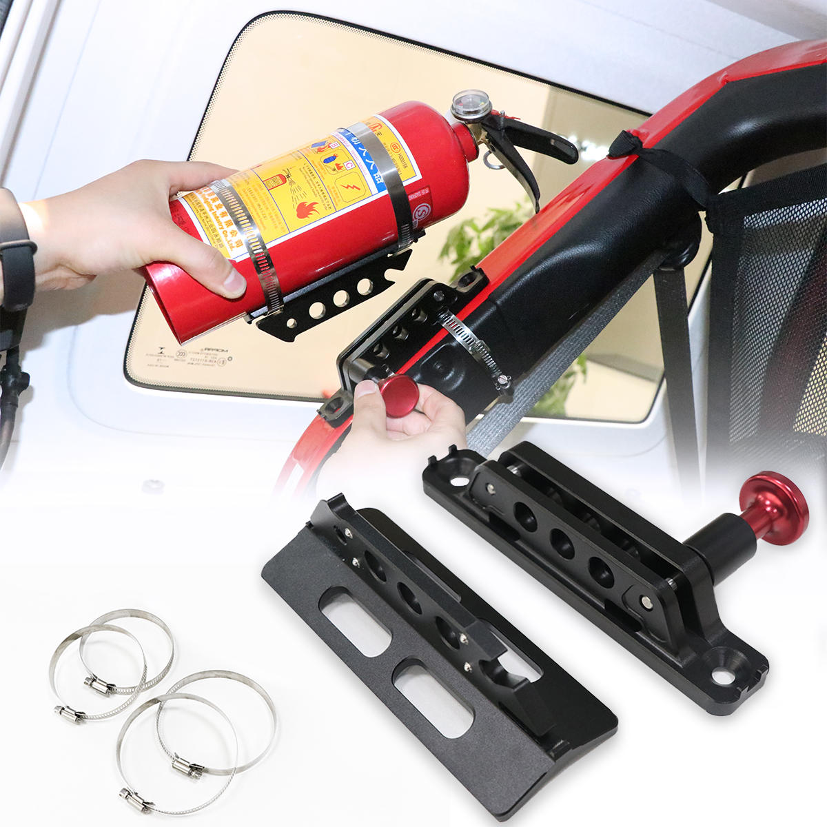 Billet Aluminum Car Trunk Quick-release Fire Extinguisher Fixed Holder Mount Universal for Jeep