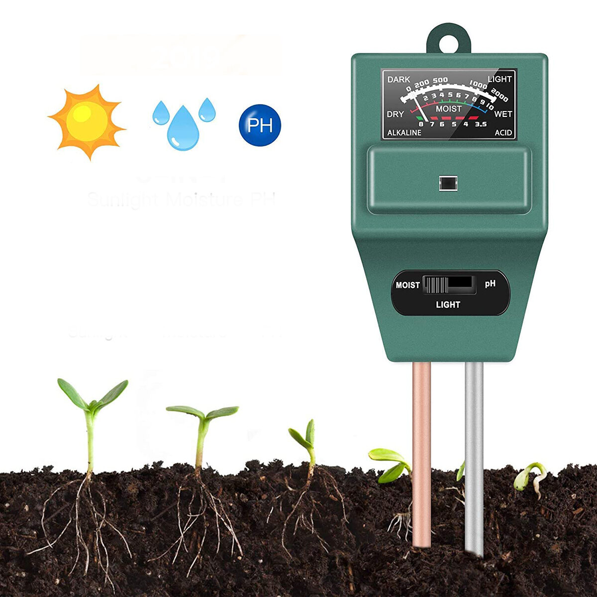 

KC-SMT100 3 in 1 PH Sunlight Hydroponics Analyzer Smart Wood Soil Moisture Meter Sensor Kit
