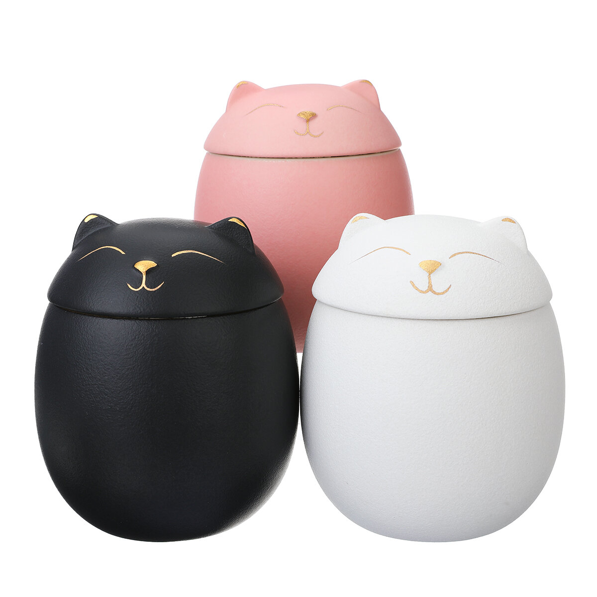 500ml Urn for Pet Ashes Cat Shape Memorial Cremation Urns-Handcrafted Black Decorative Urns for Fune