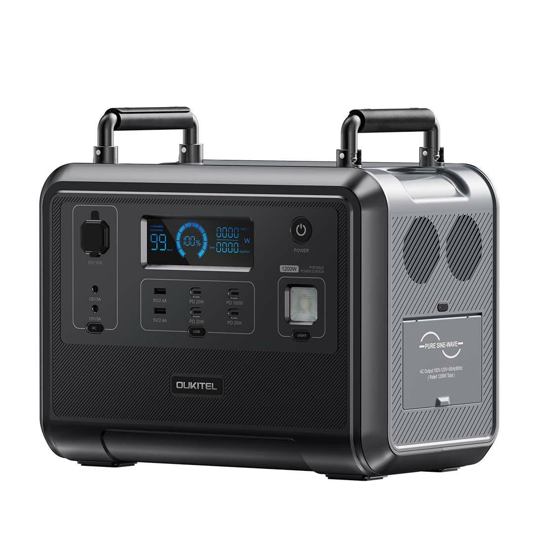 [US Direct] OUKITEL P1201E 1200W/960Wh Station d'alimentation portable avec batterie LiFePO4 alimentée par énergie solaire, générateur extérieur pour les urgences à domicile, le camping