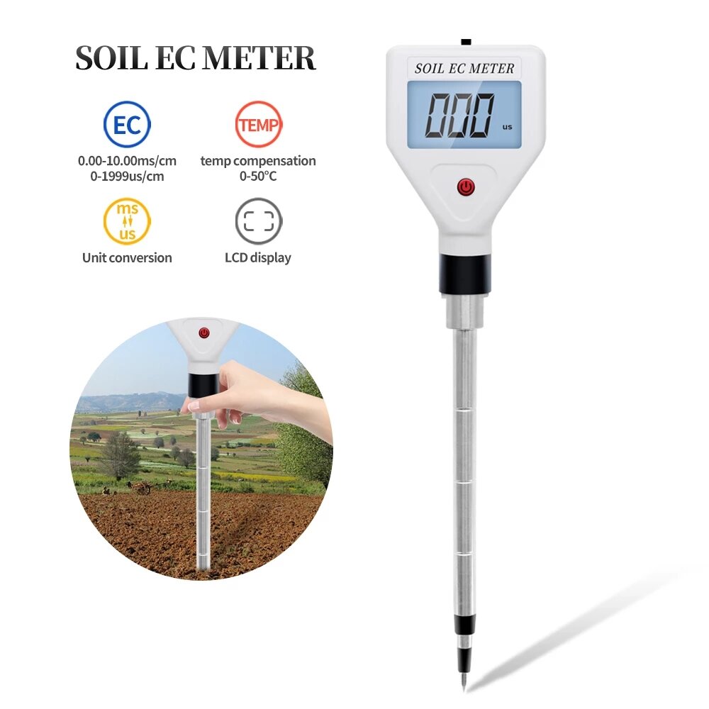 0-1999us/cm Portable Electronic EC Soil Meter EC Value Measurement Tester for Indoor Plant Flower Ma