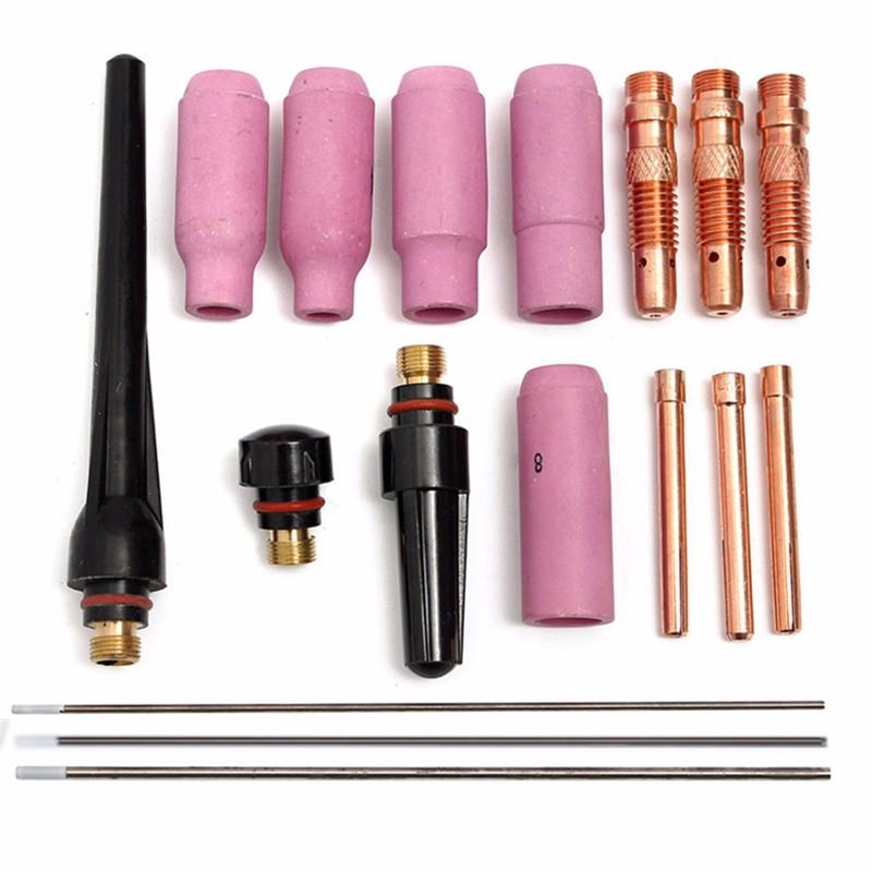 17 pcs TIG Welder Torch Cup Collet Body Nozzle Tungsten Kit WP-17 WP-18 WP-26 