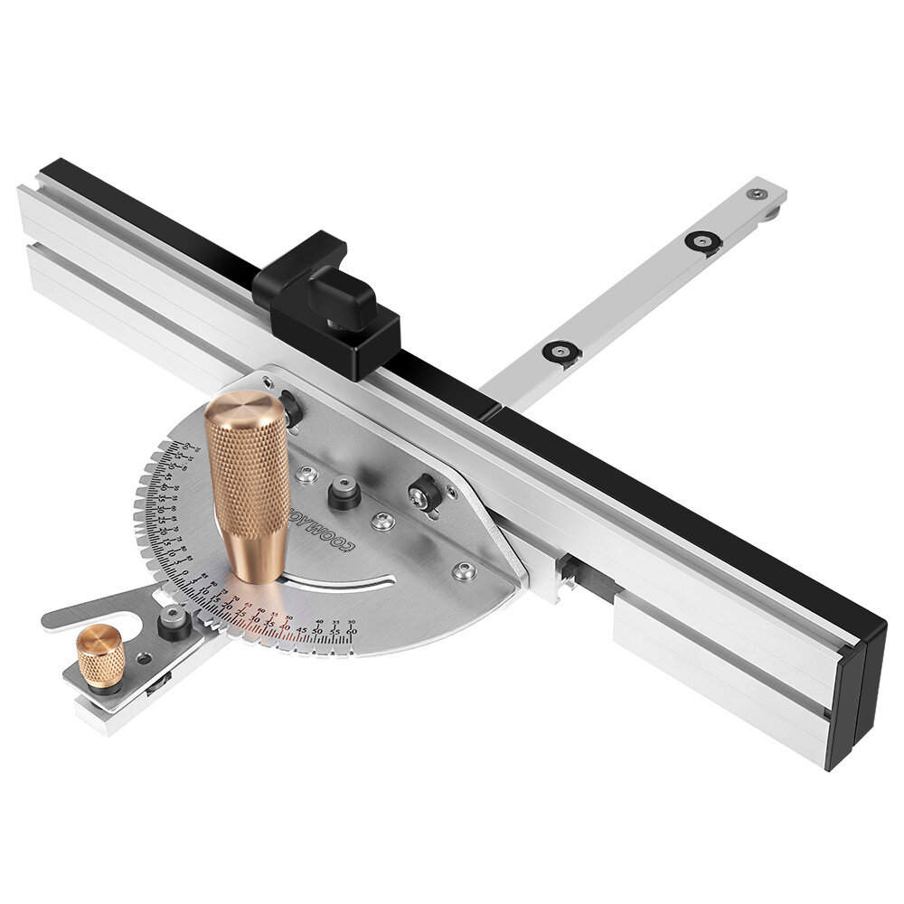 

ENJOYWOOD Brass Handle 450mm 27 Angle Miter Gauge With Box Joint Jig Track Stop Table Saw Router Miter Gauge Saw Assembl