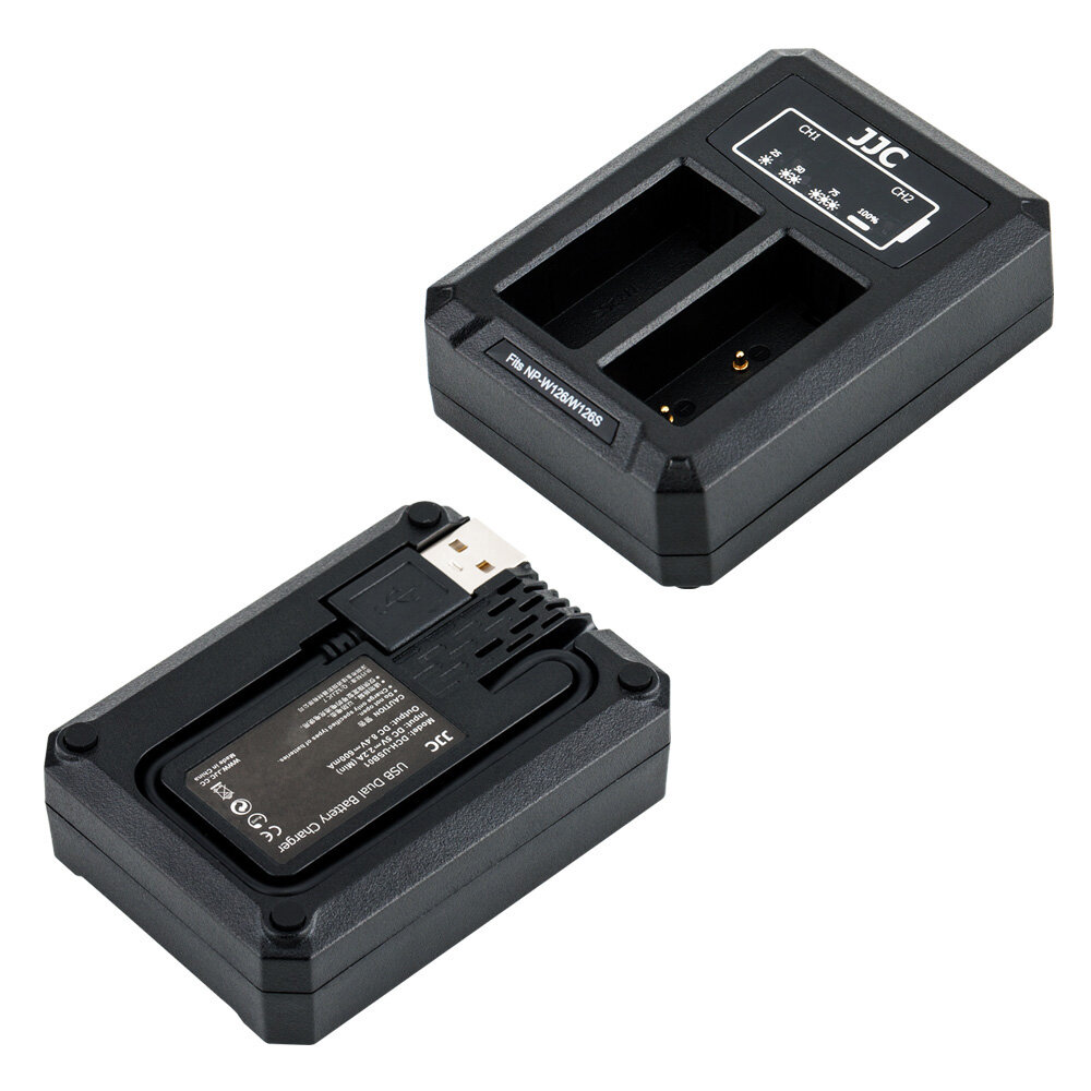 JJC NP-W126 W126S USB Dual Battery Charger Charging Dock for Fujifilm NP-W126 NP-W126S XE4 XS10 XT30 II XT30 XT3 X100V X