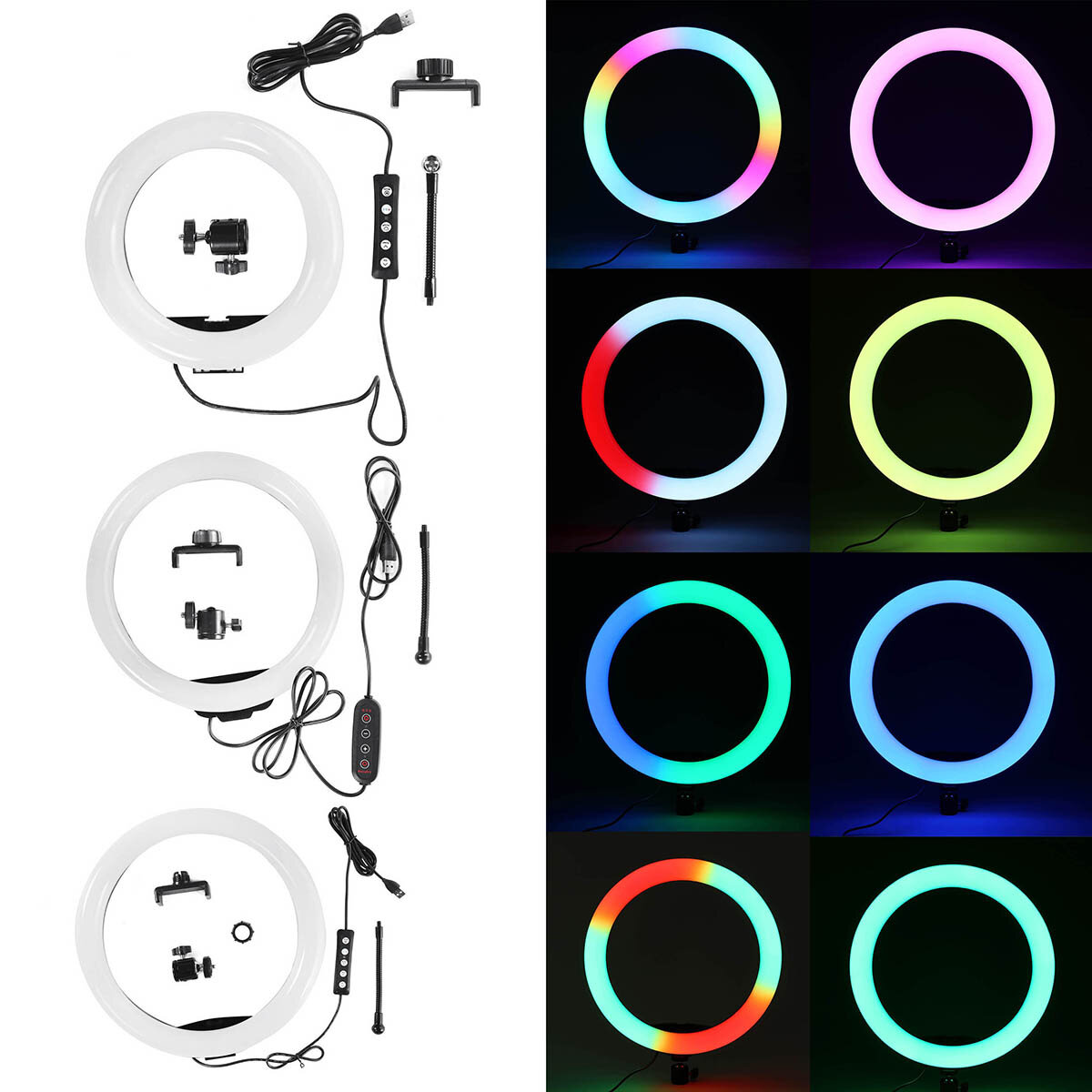 Bakeey 10 inch RGB LED Selfie Ring Fill Light Dimmable Studio Ring Lamp for Beauty Broadcast