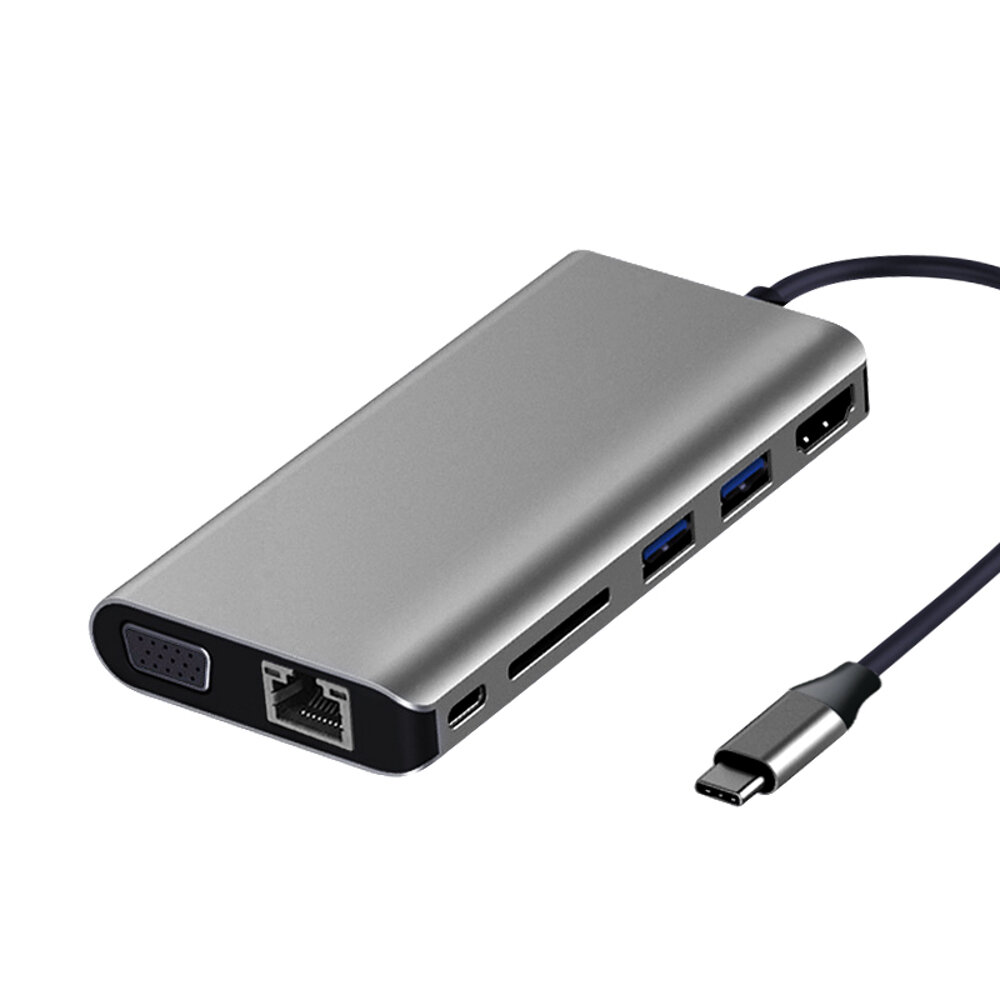 JULI 310C 8 in 1 USB 3.1 Type C Data HUB with 2*USB 3.0 4K HD VGA RJ45 SD Card Reader Docking Station forTablet Laptop