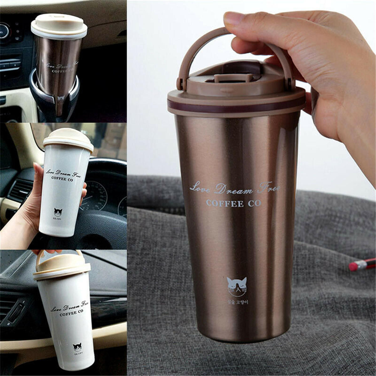 Brown loiofoe 340ML Stainless Steel Insulated Coffee Cup Vacuum Insulated Tumbler Thermos Travel Coffee Mug for Hot/Cold Drinks Dishwasher Safe