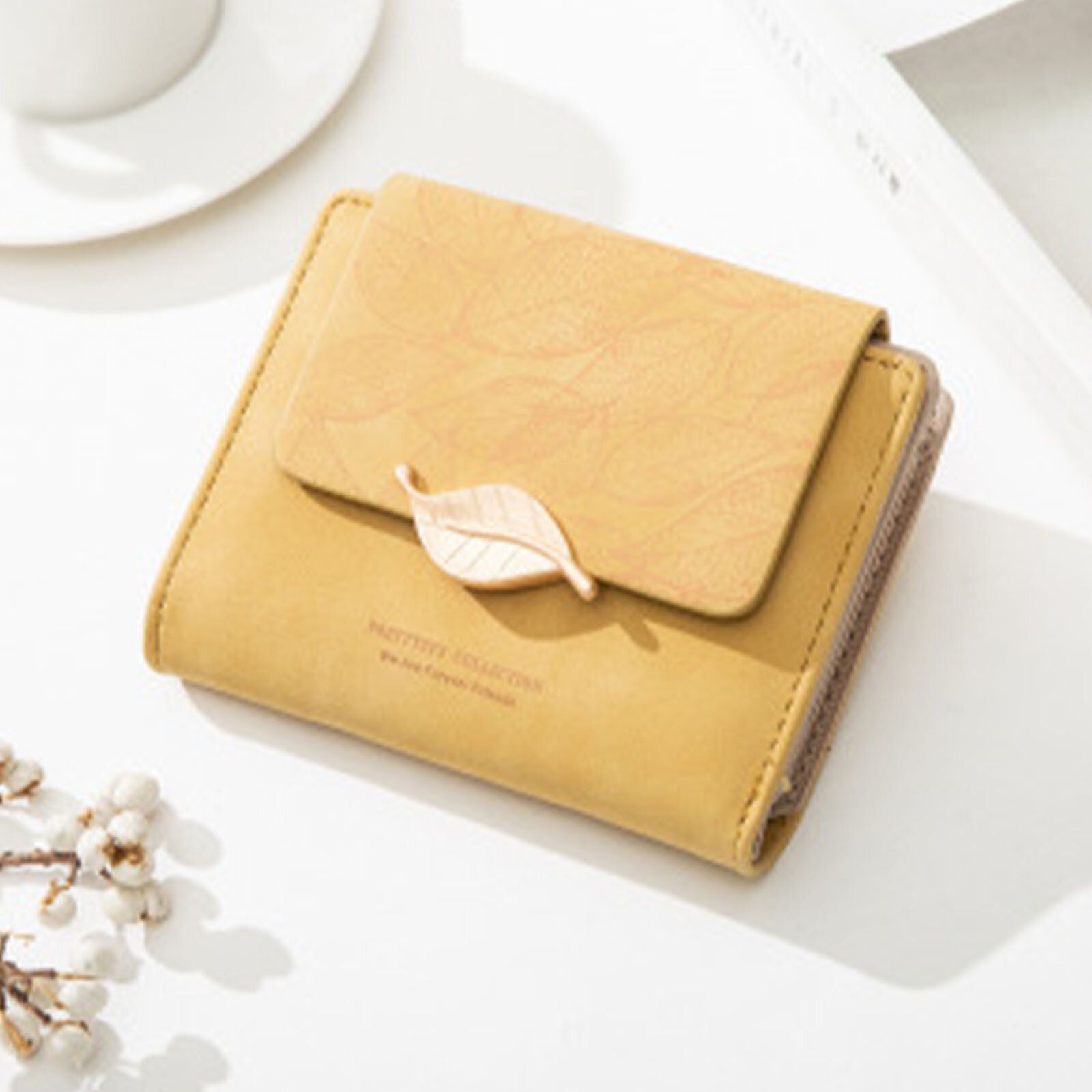 Dames kunstleer Elegante drievoudige portemonnee Multi-compartiment korte draagbare portemonnee