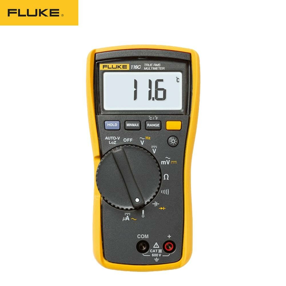 

Fluke 116C Digital Multimeter, Measures AC/DC Voltage To 600V and AC/DC Current to 10A Measures Resistance Continuity Fr