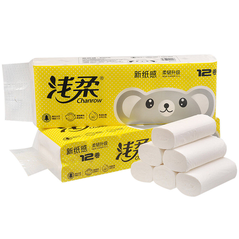 12Rolls/Lot 4Layers Toilet Roll Paper Home Bath Toilet Roll Paper Primary Wood Pulp Paper Roll
