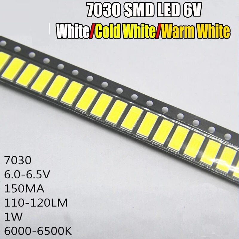 

50 шт. 100-110 лм 7,0 * 3,0 * 0,8 мм LG Innotek LED LED Подсветка 1 Вт 6 В SMD 7030 LED Холодный белый цвет для телевизо