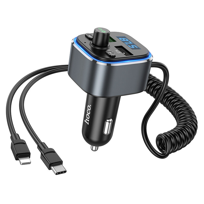 HOCO E74 bluetooth FM-zender 18W QC3.0 USB-autolader LED digitaal display Draadloze radio-adapter Mu