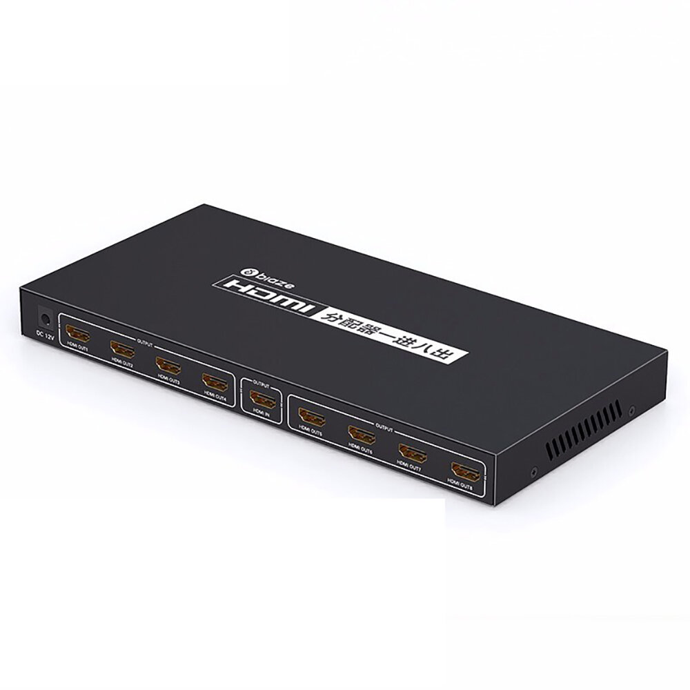 BIAZE ZH118 1 in 8 out HDMI-compatibiliteit Splitter 4K/30Hz Resolutie 5V Voeding voor Mac Windows P
