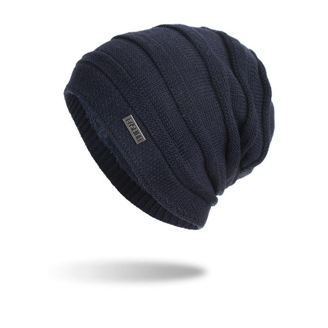 Mens New Solid Knitted Skullies Beanie Cap