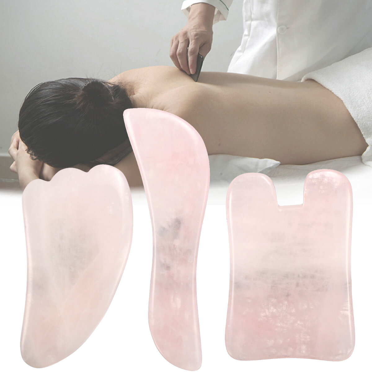 3 stuks natuurlijke jade steen gua sha handleiding massager board gezondheid schoonheid gezicht mass