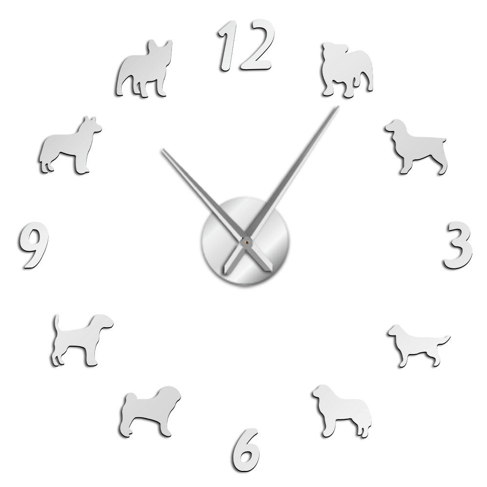 Different Dog Breeds Large Wall Clock Dog Lovers Pet Owners Home Decor Giant Wall Clock Modern Desig