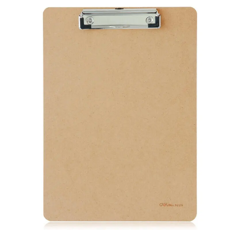 Deli 9226 a4 wooden clip board portable writing board clipboard office school meeting accessories with metal clip