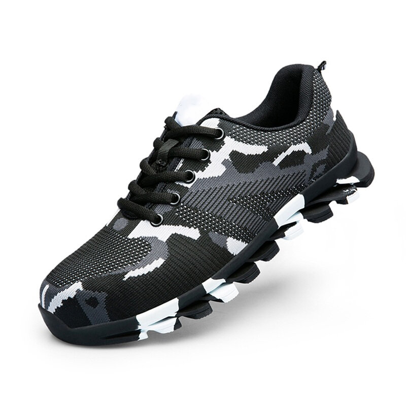 TENGOO メンズ安全靴 スチールトウワークシューズ 透湿性 非滑り 抗衝撃 ランニング ハイキングシューズ