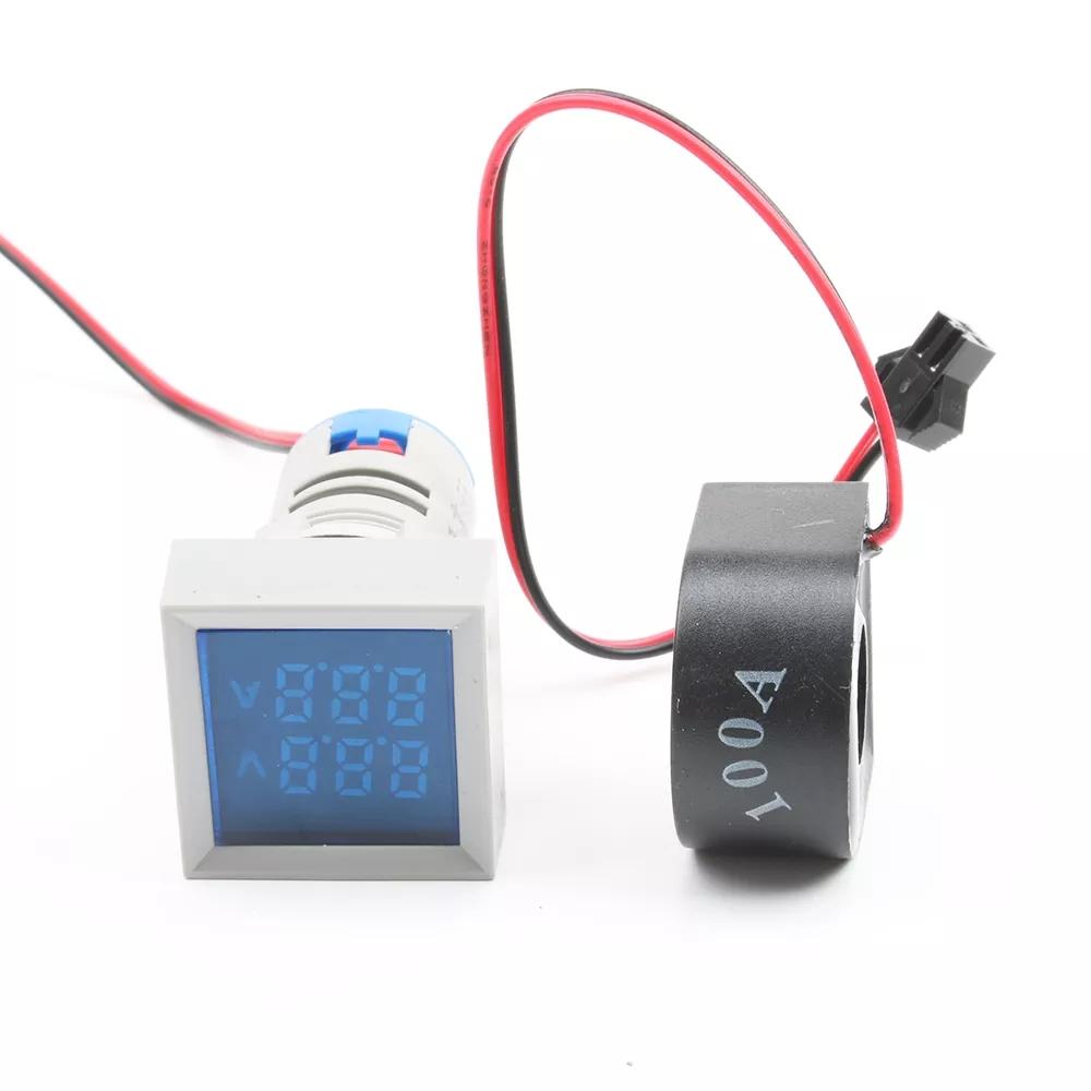 

3Pcs 22mm AC 50-500V 0-100A Mini Digital square Voltmeter Ammeter Volt Voltage Tester Meter Dual LED Indicator Pilot Lam