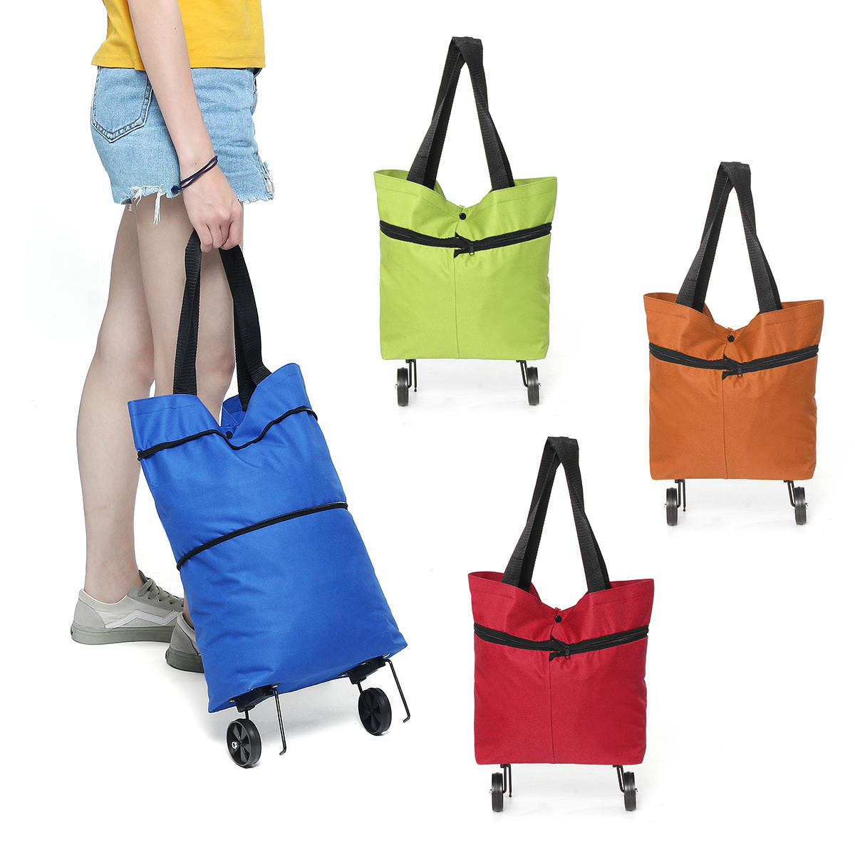 25L Portable Folding Shopping Trolley Cart Storage Bag Wheel Luggage Basket Outdoor Travel