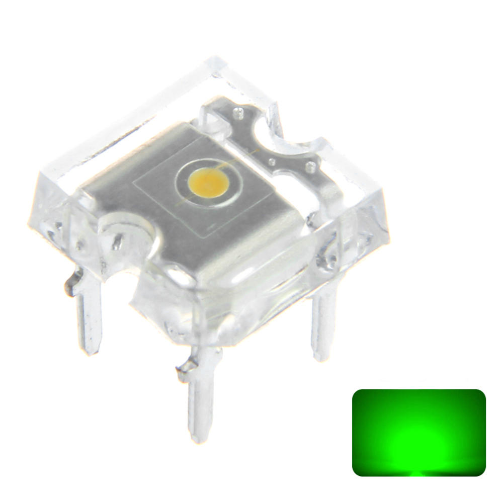 100PCS 20mA Green Transparent Emitting Lamp Flat Top LED Diode Hole Bulb DIY Lamp DC3V