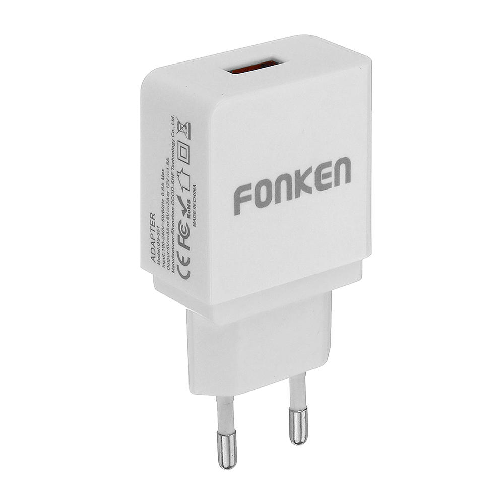 FONKEN QC3.02A急速充電USB充電アダプターiPhone XXS HUAWEI P30 Oneplus 7 MI9 S10 S10+
